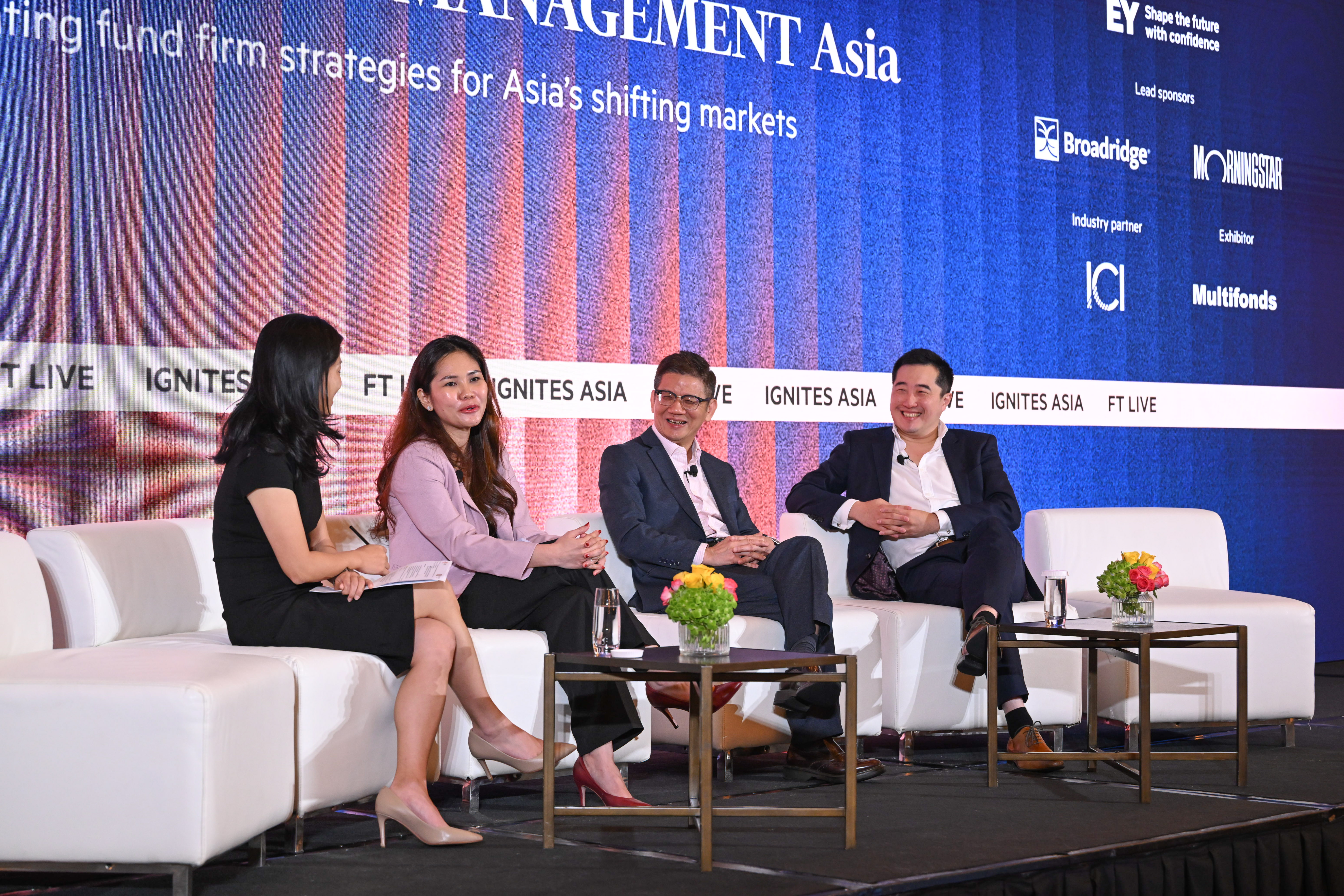 Will Liang speaking on a panel at Financial Times Asset Management Asia